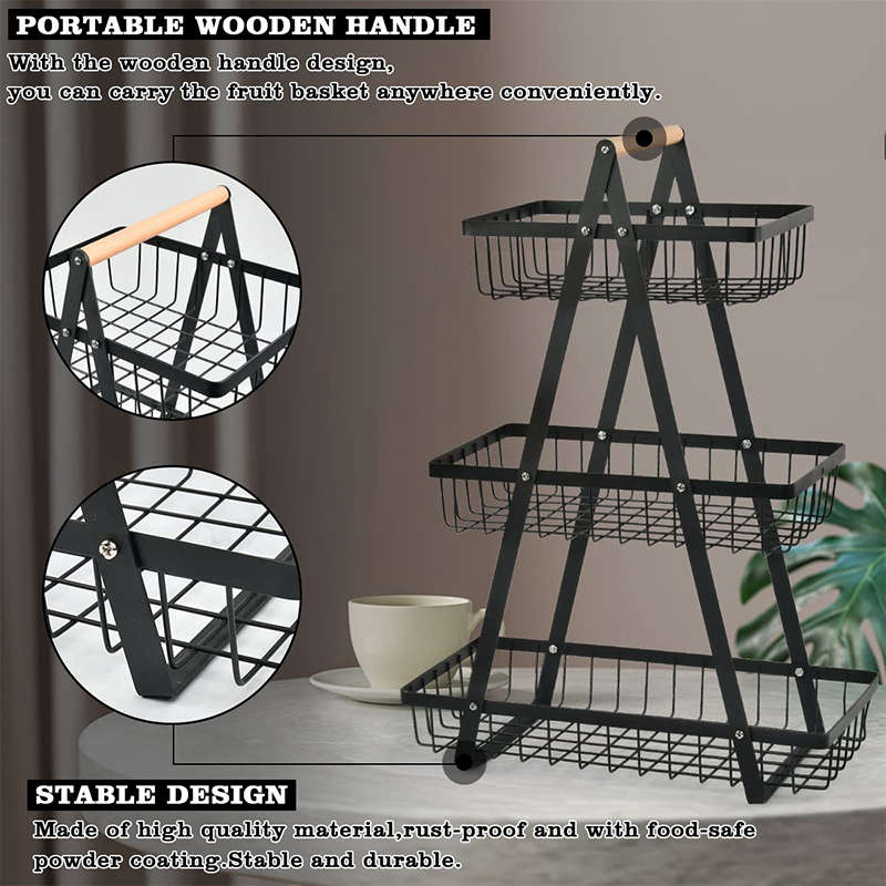 3-Tier Fruit Basket Fruit And Vegetable Basket Removable Bread Basket Vegetable Rack Fruit Basket Fr