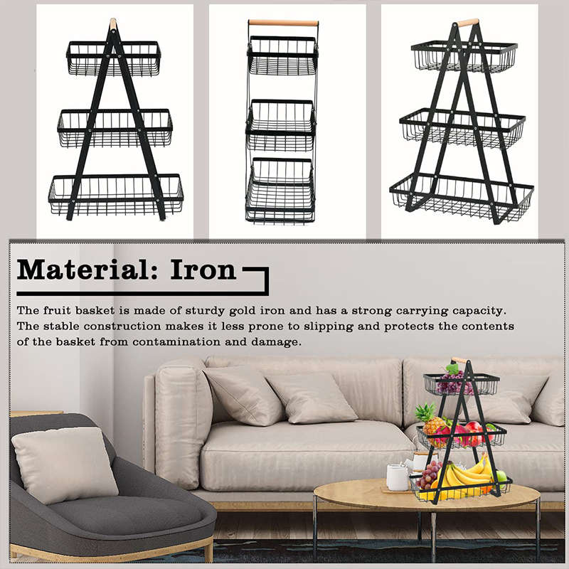 3-Tier Fruit Basket Fruit And Vegetable Basket Removable Bread Basket Vegetable Rack Fruit Basket Fr
