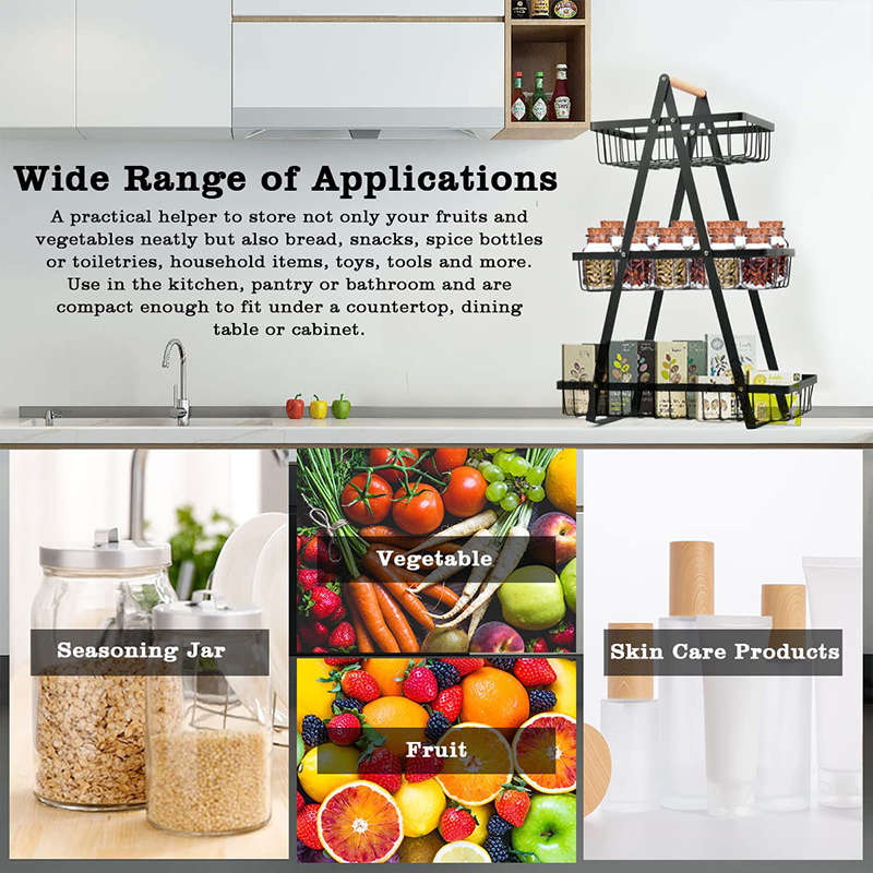 3-Tier Fruit Basket Fruit And Vegetable Basket Removable Bread Basket Vegetable Rack Fruit Basket Fr