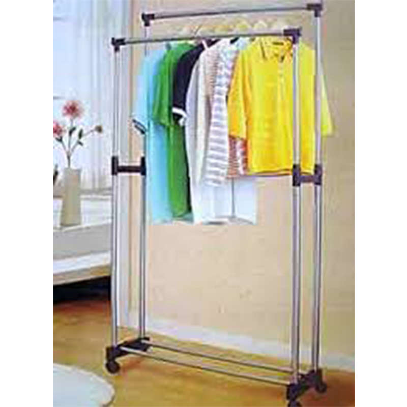 Stainless Steel Double Rod Clothes Hanger/Rack, Roller Rod Guide Rack, Adjustable High Quality Doubl