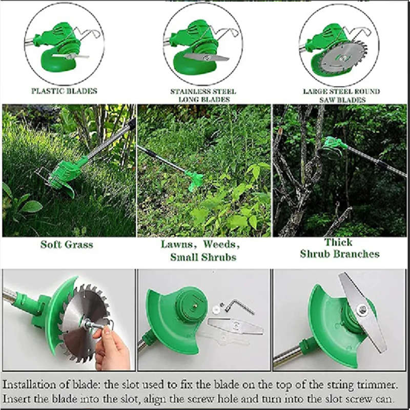 2-In-1 Height Adjustable Electric Lawn Mower Cordless Lawn Trimmer