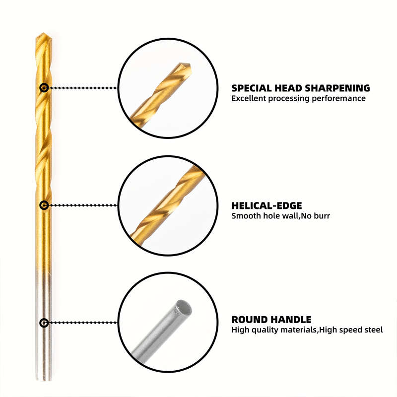 50-Piece Titanium Coated Hss Drill Bit Set  Durable And Available In Multiple Sizes For Precision D