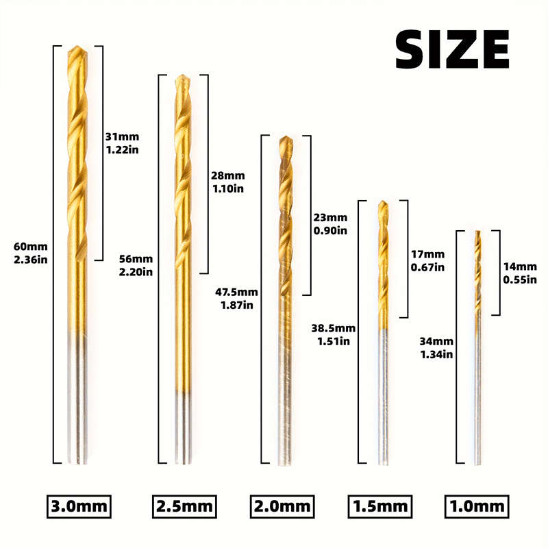 50-Piece Titanium Coated Hss Drill Bit Set  Durable And Available In Multiple Sizes For Precision D