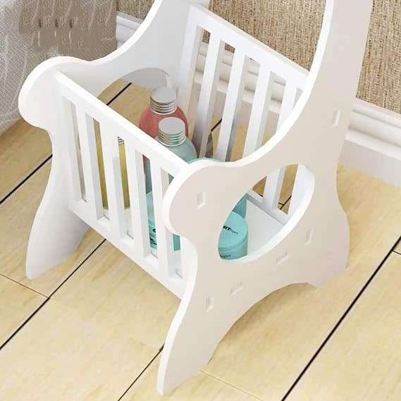 Round Side Table With Magazine Rack In White For Living Room
