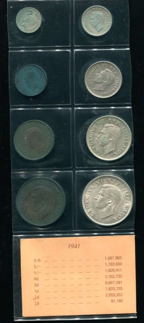 SA 1941 COINS IN ALBUM PAGE - 8 coins