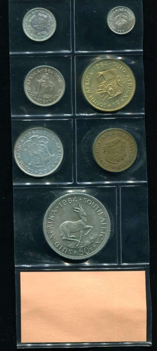 SA 1964 COINS IN ALBUM PAGE - 7 coins