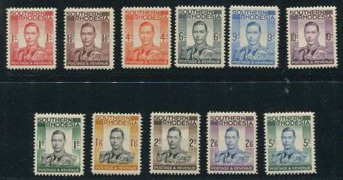 SOUTHERN RHODESIA 1937 KGV1 1d to 5/- FINE MINT