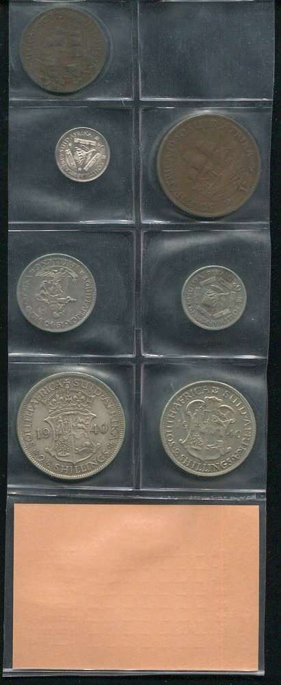 SA 1940 COINS IN ALBUM PAGE - 7 coins