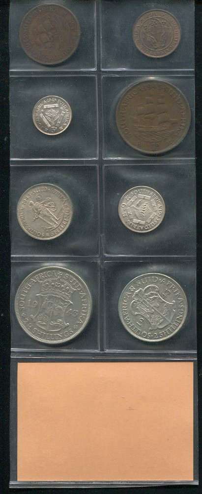 SA 1943 COINS IN ALBUM PAGE - 8 coins
