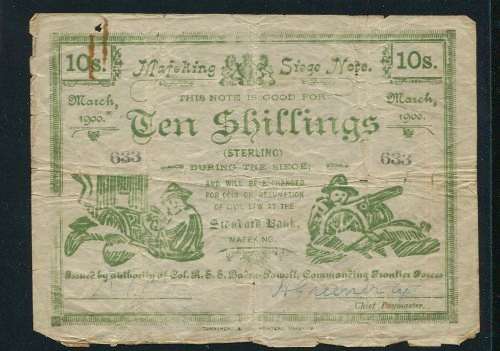MAFEKING 1900 10/- BANKNOTE
