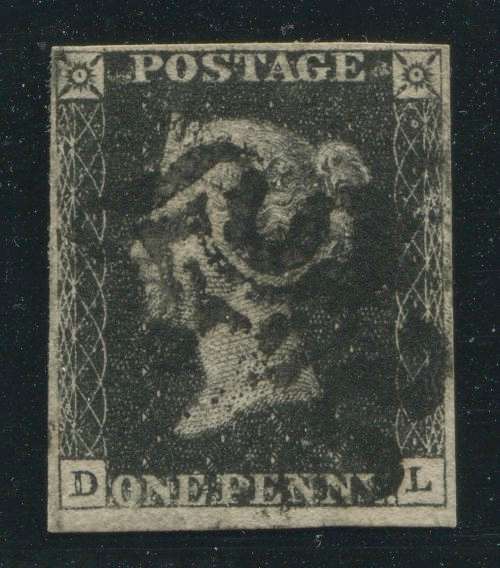 GREAT BRITAIN 1840 1d BLACK SOUND USED - PLATE 9 CV £600
