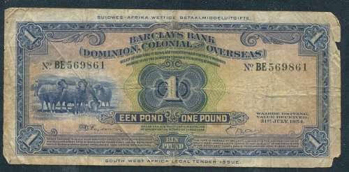 SWA BARCLAYS SCARCE 1954 £1