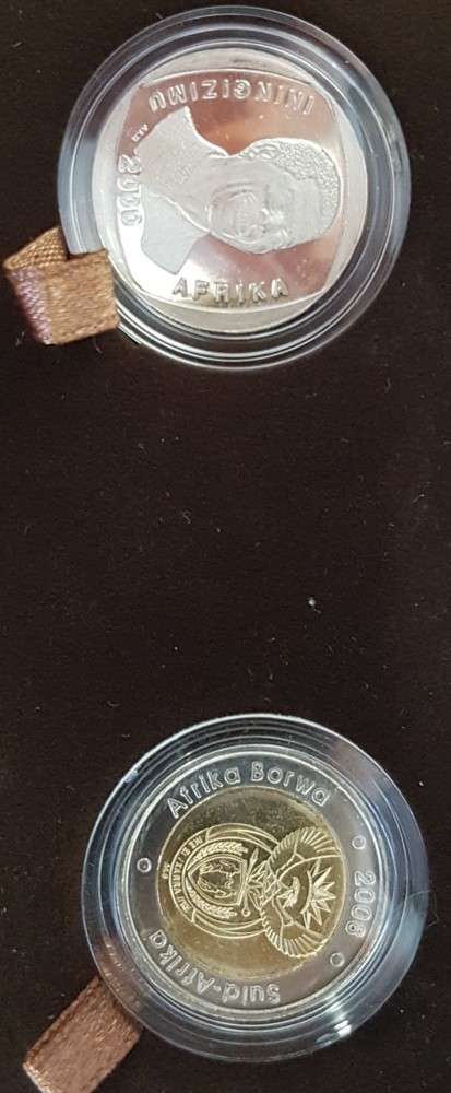SA THE NELSON MANDELA COMMEMORATIVE R5 COIN SET COA 5581 IN ORIGINAL SA MINT BOX