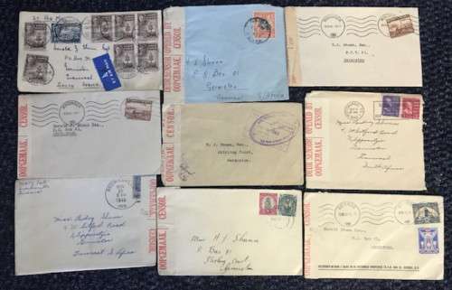 WORLD SUPERB LOT OF 18 CENSORED COVERS MAINLY SA