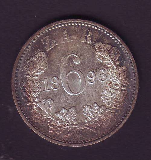 ZAR 1896 SIXPENCE - HIGH GRADE