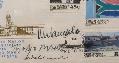 MANDELA, DE KLERK , MBEKI SIGNED & FRAMED UNIQUE  FDC'S