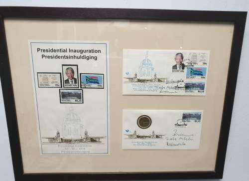 MANDELA, DE KLERK , MBEKI SIGNED & FRAMED UNIQUE  FDC'S