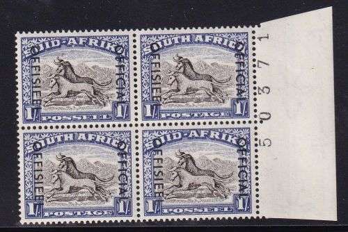 SA 1950 1/- OFFICIAL SHEET #  BLOCK  UNMOUNTED MINT SACC O46 CV R180+