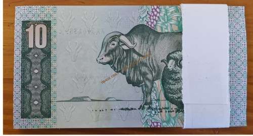 TEN RAND STALS REPLACEMENT UNC  BANKNOTES X 42 IN SERIES XX  - 1ST ISSUE 1990