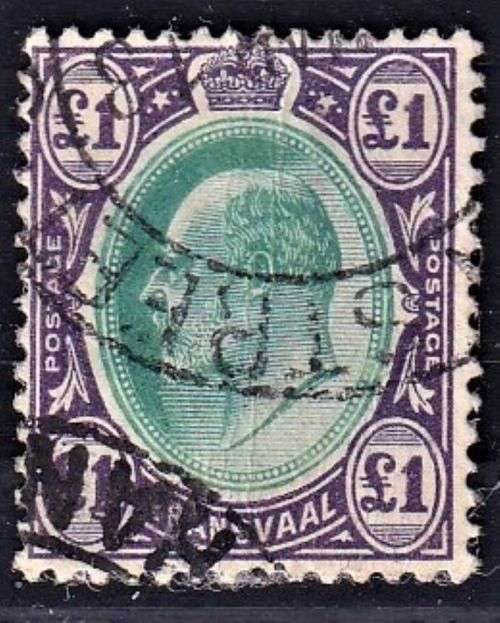 TRANSVAAL 1904 KEV11 £1 FINE USED