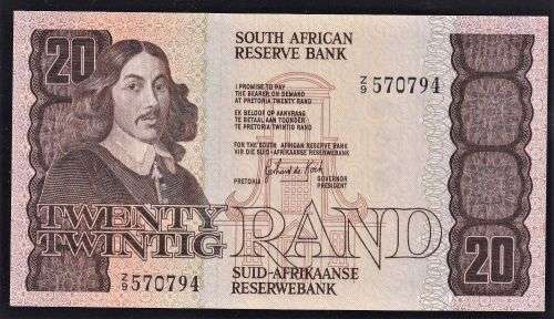 TWENTY RAND GPC DE KOCK  REPLACEMENT UNC  BANKNOTE SERIES Z9  - 3RD ISSUE 1984