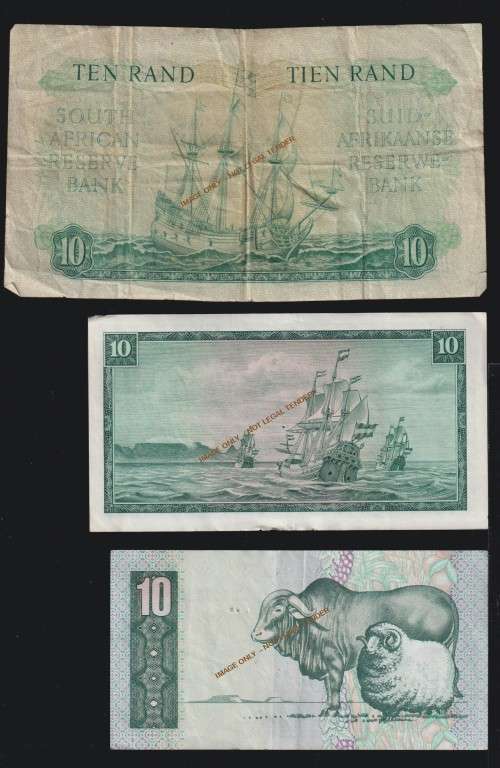 TEN RAND BANKNOTE COLLECTION X 5 NOTES. GREAT LOT!!!