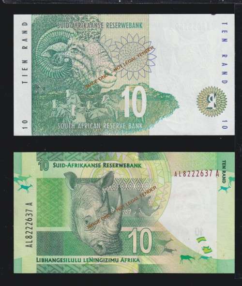 TEN RAND BANKNOTE COLLECTION X 5 NOTES. GREAT LOT!!!