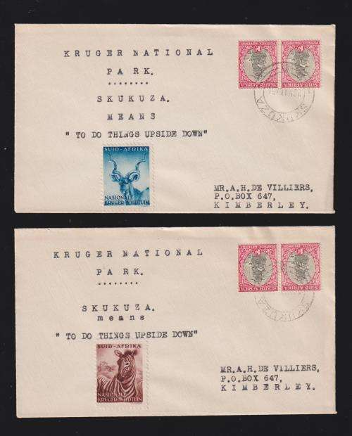 SA 1954 AMAZING "SKUKUZA" UPSIDE DOWN COVER x 5