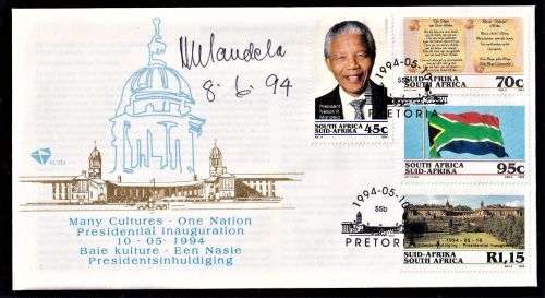 RSA MANDELA INAUGURATION FDC SIGNED & DATED