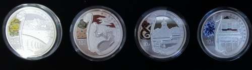 CHINA 2008 BEIJING OLYMPICS SILVER/MULTICOLOURED SET OF COINS