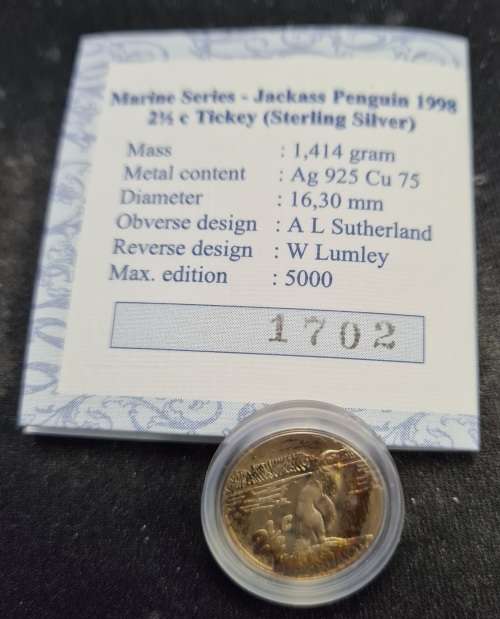1998 SILVER 2 1/2 c JACKASS PENGUIN