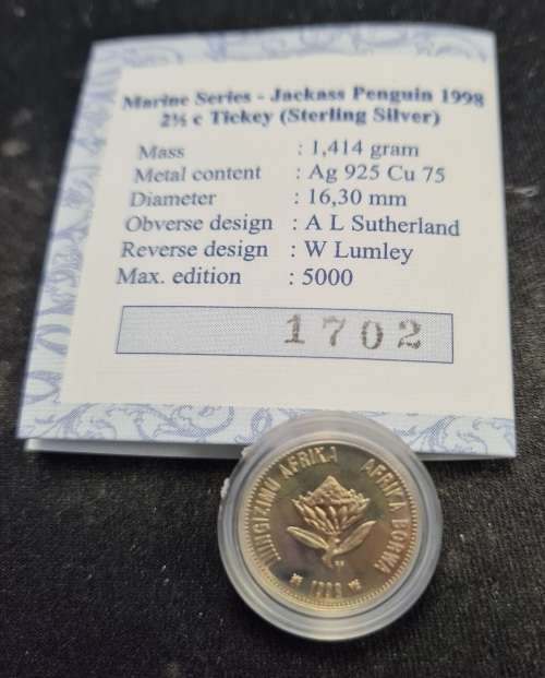 1998 SILVER 2 1/2 c JACKASS PENGUIN