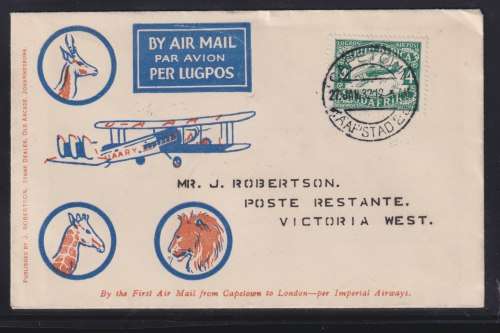 SA 1932 CAPETOWN-VICTORIA WEST FLIGHT COVER