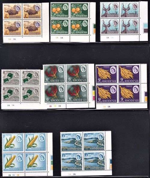 RHODESIA 1966 DEFINS SET OF CONTROL BLOCKS UM - CV R4000
