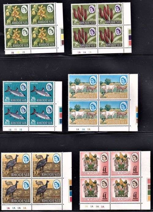 RHODESIA 1966 DEFINS SET OF CONTROL BLOCKS UM - CV R4000