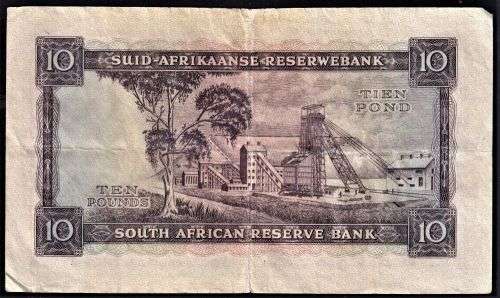 UNION M H DE KOCK BANKNOTE  -   TEN POUND NOTE - 18 DECEMBER 1952