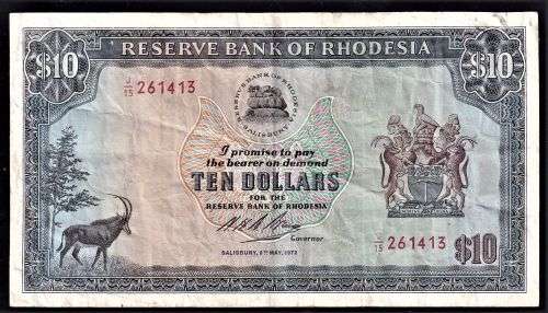 RHODESIA $10 BANKNOTE