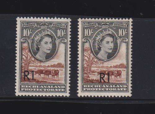 BECHUANALAND 1961 R1 OVERPRINTS - TWO TYPES UM