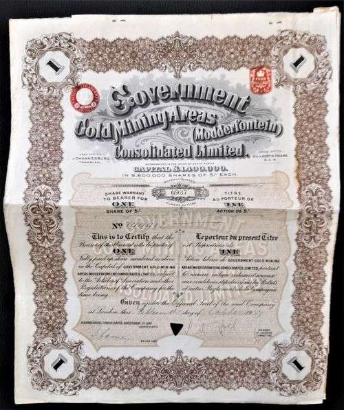 SA GOLD MINING SHARE CERTIFICATES - NICE LOT