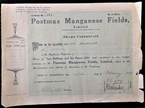 SA GOLD MINING SHARE CERTIFICATES - NICE LOT