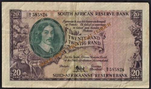 MH DE KOCK TWENTY RAND NOTE - 1961