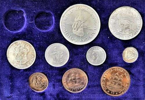 SA 1952  LONG PROOF SET (NO GOLD) IN ORIGINAL SA MINT BOX