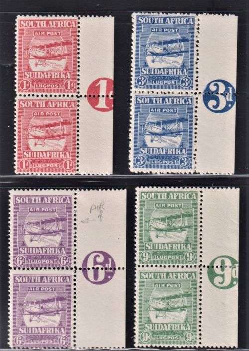 SA RARE 1925 AIRMAILS NUMERAL PAIRS UNMOUNTED MINT