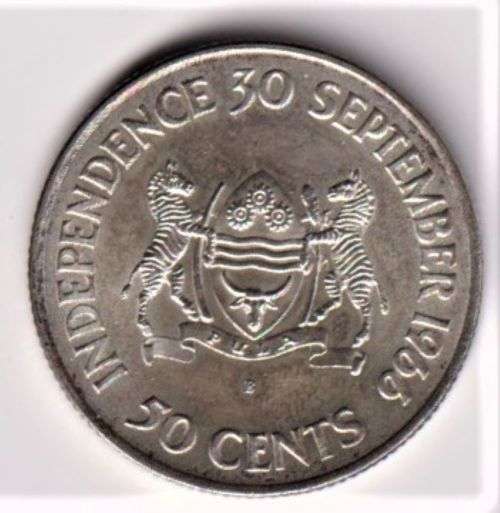 BOTSWANA 50c 1966 INDEPENDENCE  SILVER COIN