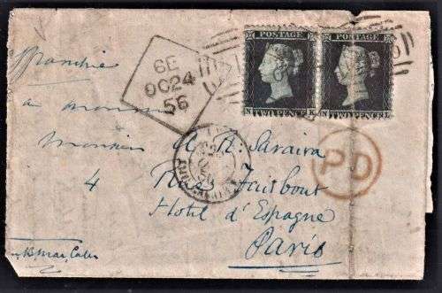 GB 1856 COVER TO PARIS