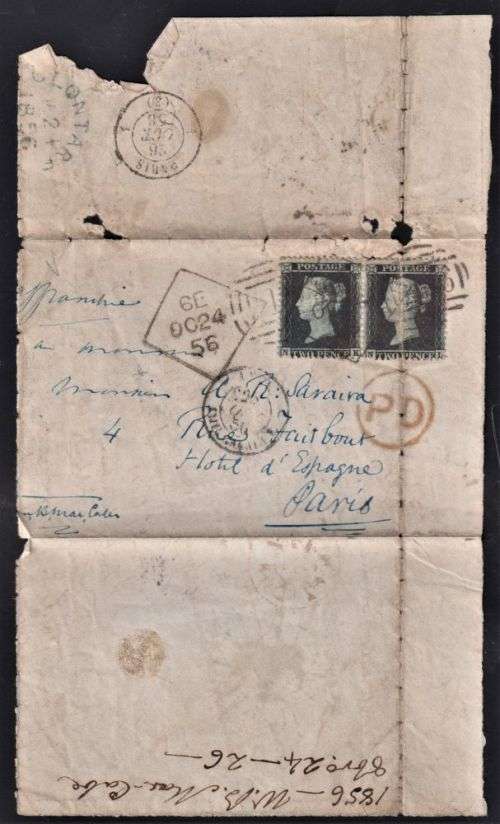 GB 1856 COVER TO PARIS