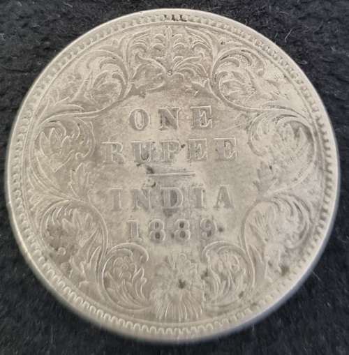 1889 INDIA SILVER ONE RUPEE
