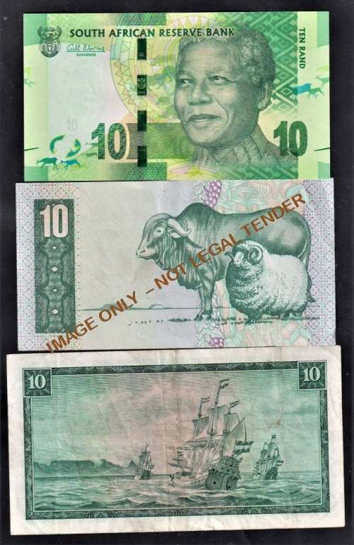 SOUTH AFRICAN TEN RAND BANKNOTE  COLLECTION X 5 NOTES