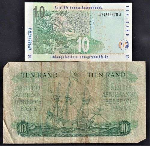 SOUTH AFRICAN TEN RAND BANKNOTE  COLLECTION X 5 NOTES
