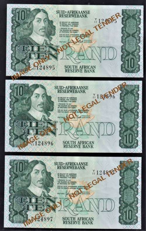 TEN RAND REPLACEMENT   NOTES G DE KOCK 3 IN SERIES  UNC